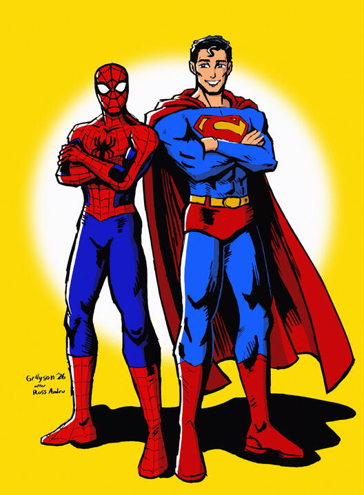 Superman/Spider-Man homage to Ross Andru